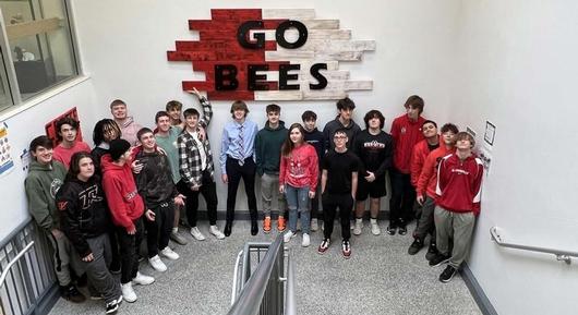 Go Bees!  Baker technology students unveil new sign